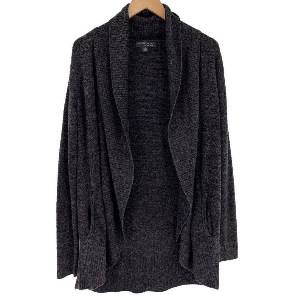 Barefoot Dreams Cozy Chic Lite Circle Cardi Sweater Charcoal Gray Women L/XL 452